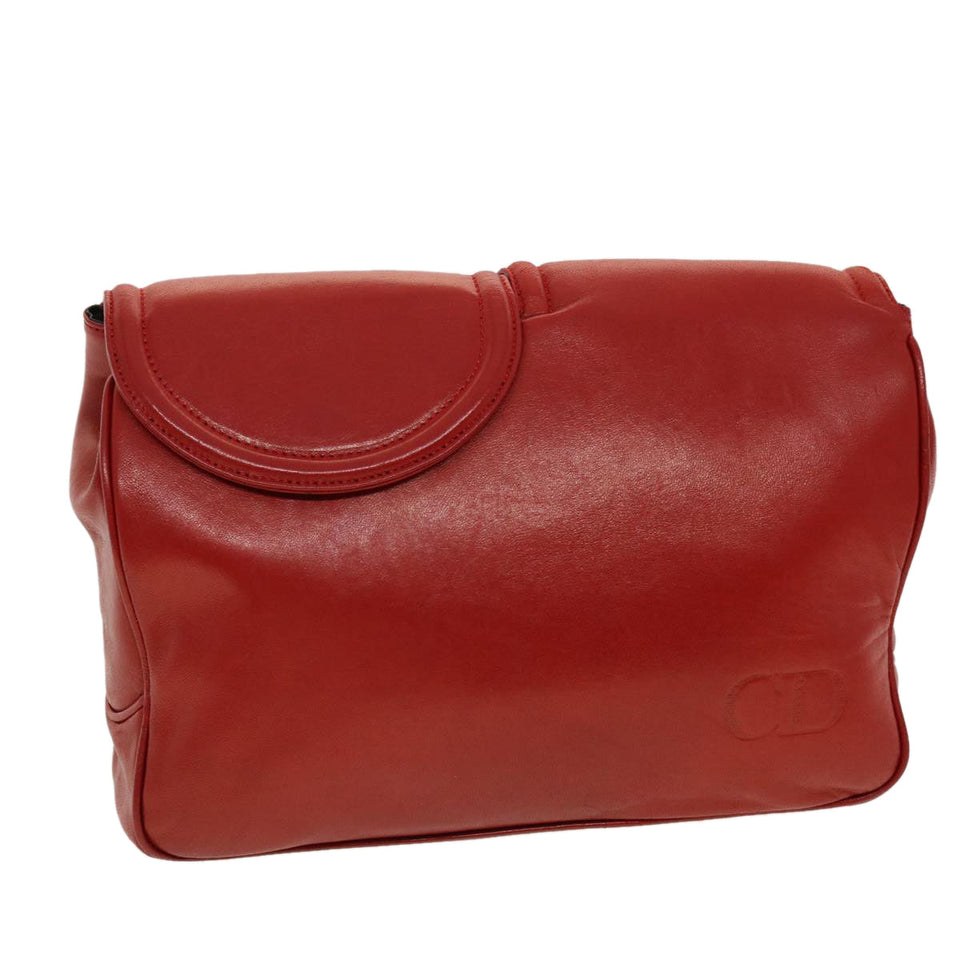 CHRISTIAN DIOR Clutch Bag Leather Red  bs5260