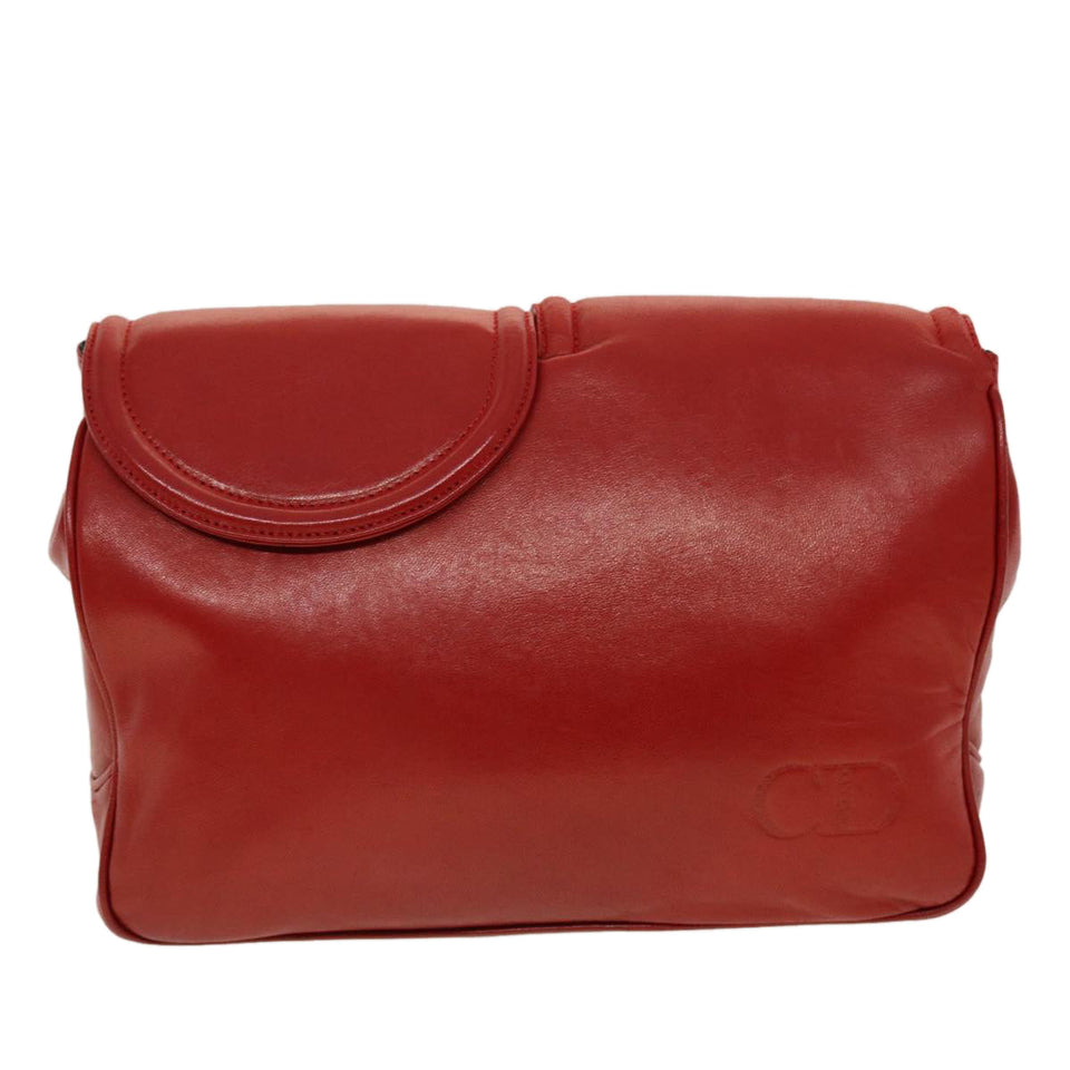 CHRISTIAN DIOR Clutch Bag Leather Red  bs5260