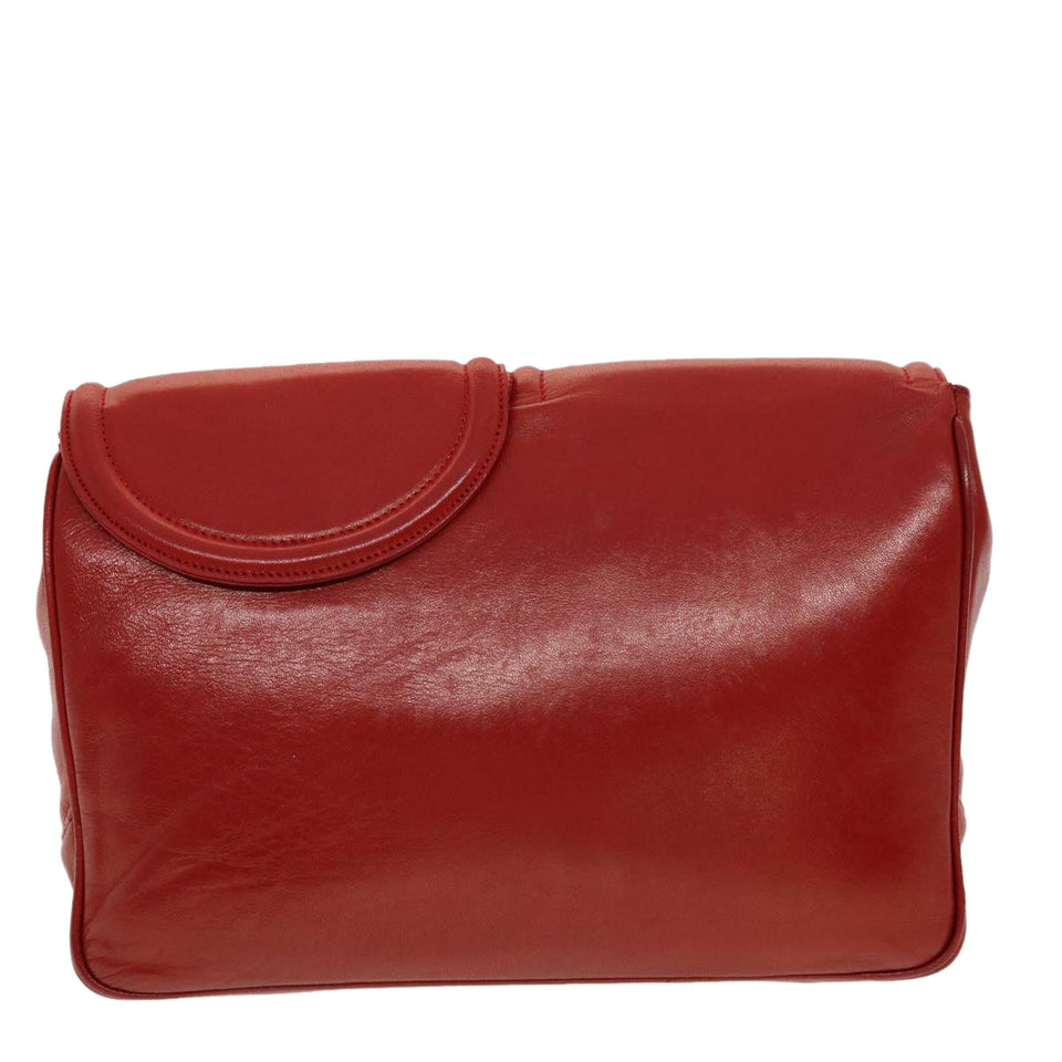 CHRISTIAN DIOR Clutch Bag Leather Red  bs5260