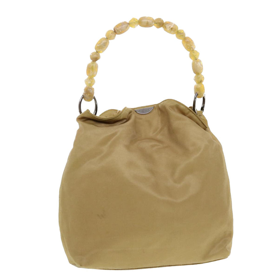 CHRISTIAN DIOR Maris Pearl Shoulder Bag Nylon Beige  bs5278