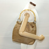 CHRISTIAN DIOR Maris Pearl Shoulder Bag Nylon Beige  bs5278