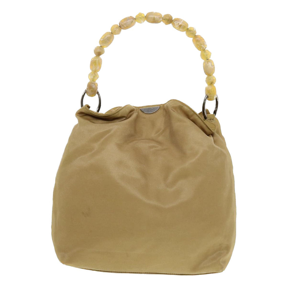 CHRISTIAN DIOR Maris Pearl Shoulder Bag Nylon Beige  bs5278