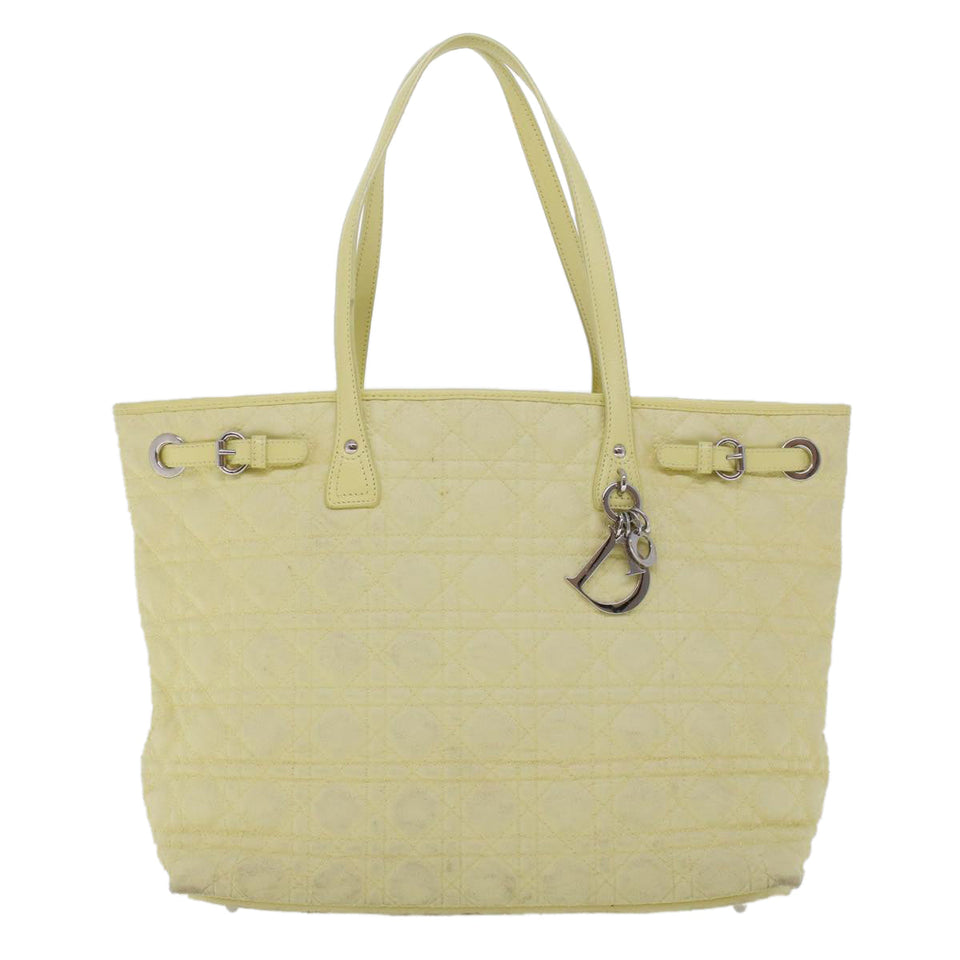 CHRISTIAN DIOR Lady Dior Canage Tote Bag Coated Canvas Yellow  bs5871