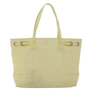 CHRISTIAN DIOR Lady Dior Canage Tote Bag Coated Canvas Yellow  bs5871