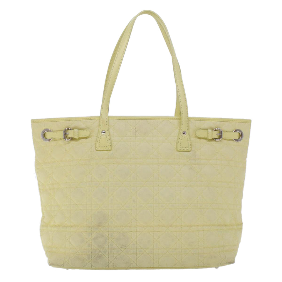 CHRISTIAN DIOR Lady Dior Canage Tote Bag Coated Canvas Yellow  bs5871