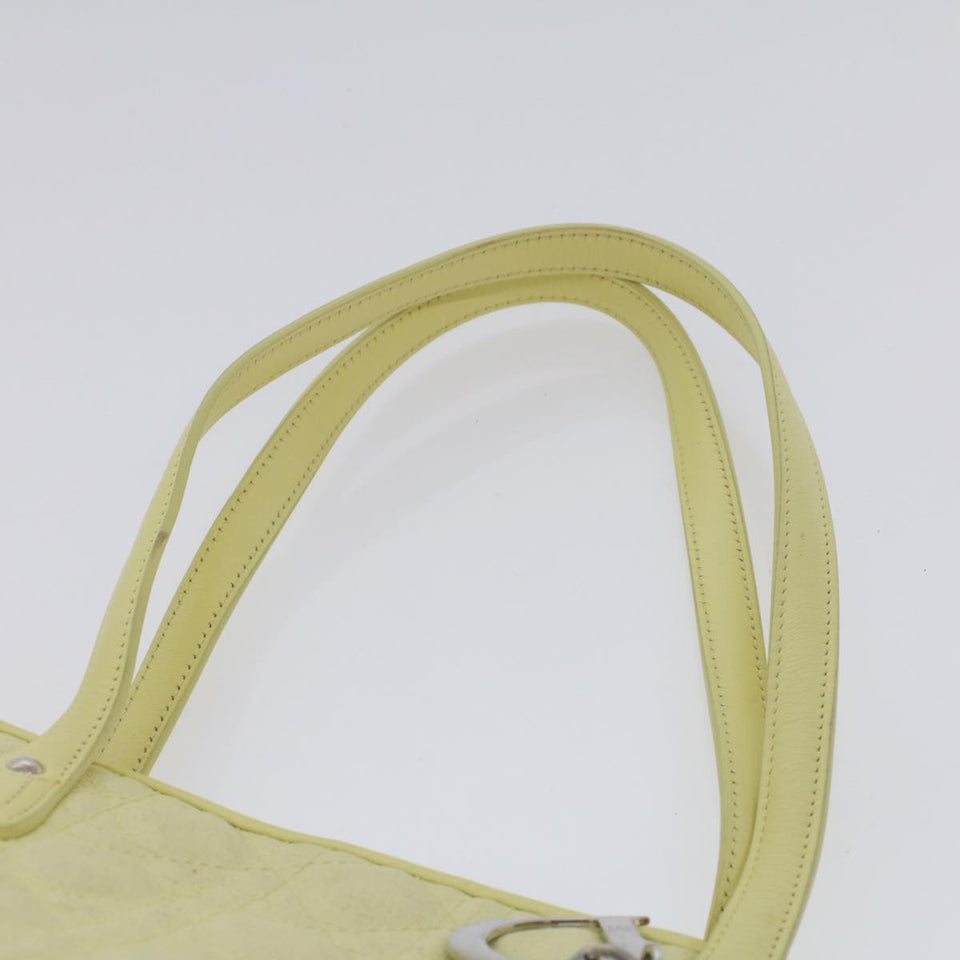 CHRISTIAN DIOR Lady Dior Canage Tote Bag Coated Canvas Yellow  bs5871