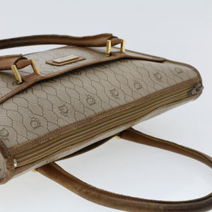 CHRISTIAN DIOR Honeycomb Canvas Hand Bag PVC Leather Beige  bs6449