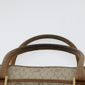 CHRISTIAN DIOR Honeycomb Canvas Hand Bag PVC Leather Beige  bs6449