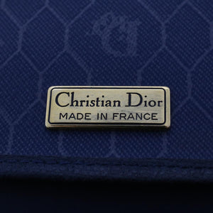 CHRISTIAN DIOR Honeycomb Canvas Shoulder Bag Navy  bs7050