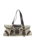 Burberry Ecordelia Buckle Haymarket Check Brownxbeige Canvas Satchel