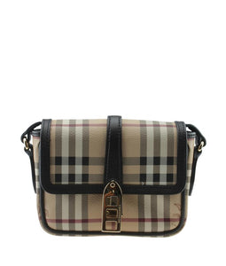 Burberry Berkeley Mini Haymarket Check Beige Coated Canvas Cross Body Bag