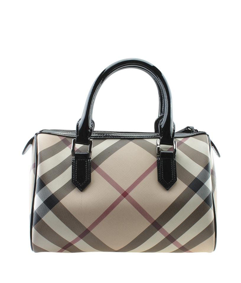 Burberry Bowler Supernova Check Beige Canvas Satchel