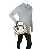 Burberry Bowler Supernova Check Beige Canvas Satchel
