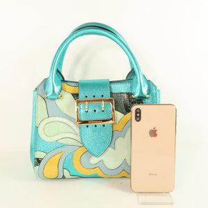 Burberry Buckle Multicolor Calfskin Satchel