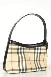 Burberry Check Handbag Beige Canvas Shoulder Bag