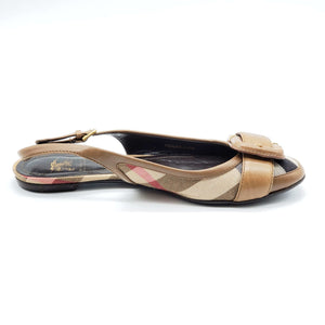 Burberry Flat Leather Brown Sandal