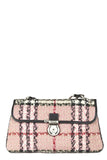Burberry Leather-trimmed Pink Tweed Shoulder Bag