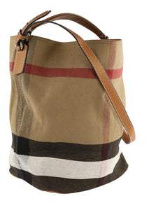 Burberry Medium Ashby Brown Coated Canvas Hobo Bag