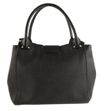 Burberry Medium Buckle Tote Black Leather Satchel