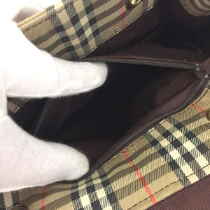 Burberry Nova Check Beige Canvas Leather Backpack Bag