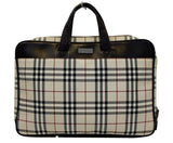 Burberry Nova Check Canvas Dark Brown Leather Briefcase Satchel