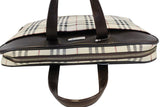 Burberry Nova Check Canvas Dark Brown Leather Briefcase Satchel