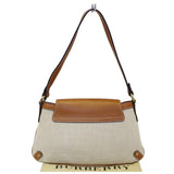 Burberry Old Flap White and Brown Leather/Canvas Shoulder Bag
