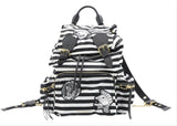 Burberry Pallas Head On Stripe Rucksack White&black Nylon Backpack