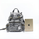 Burberry Pallas Head On Stripe Rucksack White&black Nylon Backpack