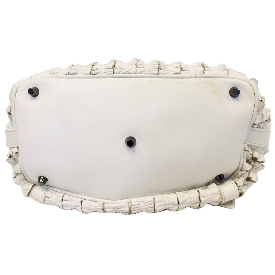 Burberry Ruffle Small Lowry White Leather Shoulder Bag