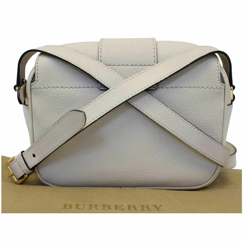 Burberry Small Buckle Limestone Leather Cross Body Bag