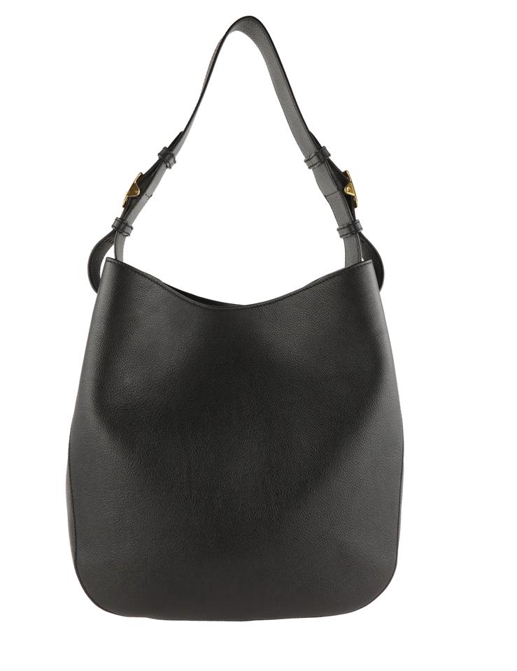 Burberry Small Elmstone Black Leather Hobo Bag