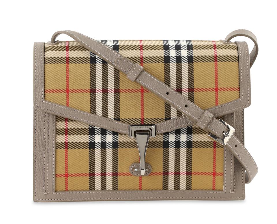 Burberry Small Macken Vintage Check Gray Canvas Cross Body Bag