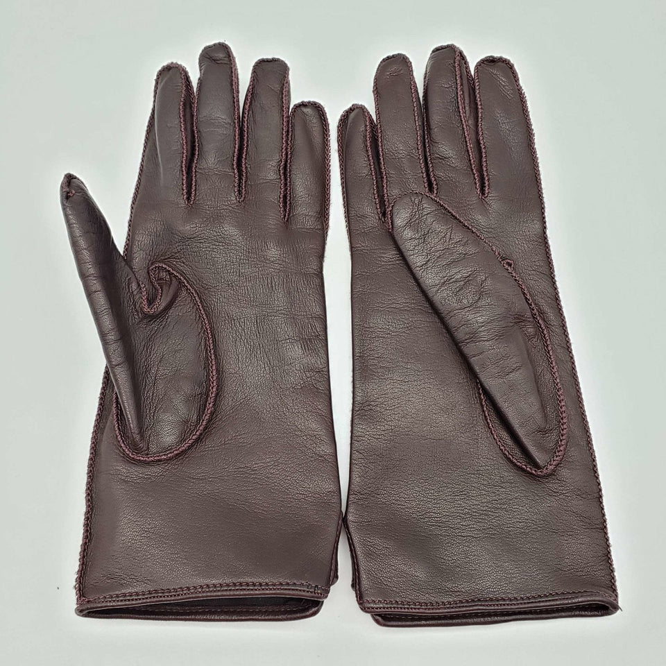 BURBERRY Snakeskin Brown Lamnskin Leather Gloves