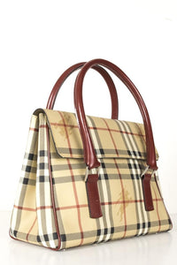 Burberry Tan House Check Handbag Brown Canvas Shoulder Bag