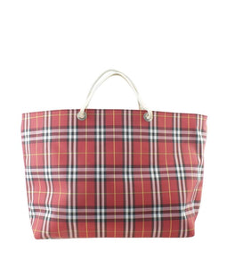 Burberry Vintage Nova Check Red Nylon Tote