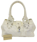 Burberry White Quilted Leather Montgomery Satchel Shoulder Bag