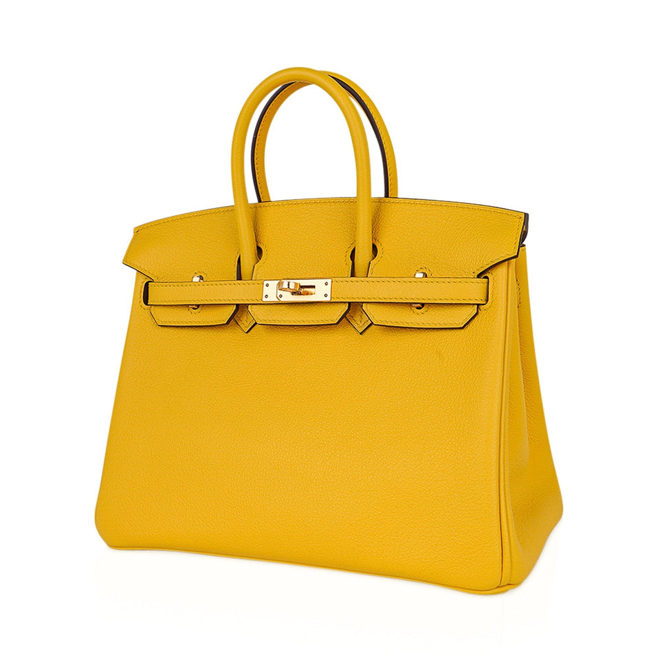 Hermes Birkin 25 Bag Jaune de Naples Novillo Leather Gold Hardware