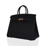 Hermes Birkin 25 Bag Black Togo Leather with Rose Gold Hardware