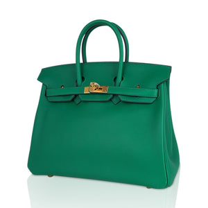 Hermes Birkin 25 Bag in Cactus Swift Leather with Gold Hardware