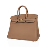 Hermes Birkin 25 Bag in Chai Togo Leather with Gold Hardware