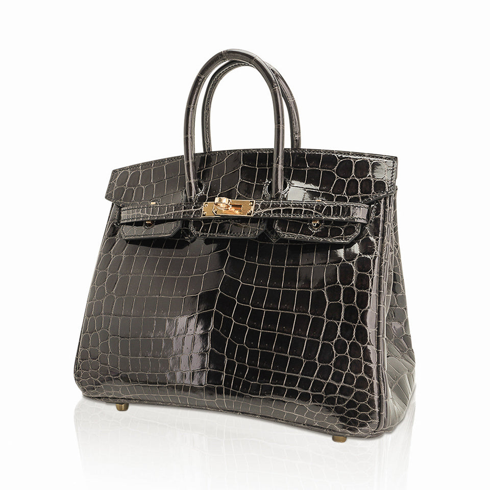 Hermes Birkin 25 Bag Graphite Crocodile with Palladium Hardware