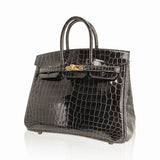 Hermes Birkin 25 Bag Graphite Crocodile with Palladium Hardware