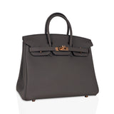 Hermes Birkin 25 Bag Etain Rose Gold Hardware Togo Leather