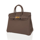 Hermes Birkin 25 Bag Etoupe Togo Leather with Gold Hardware