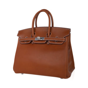 Hermes Limited Edition Birkin 25 Fauve Barenia Leather Bag Palladium Hardware