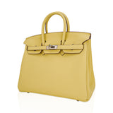 Hermes Birkin 25 Bag Jaune Poussin Togo Leather with Palladium Hardware