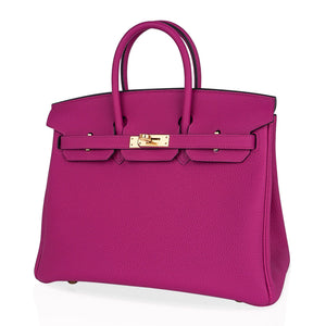 Hermes Birkin 25 Bag Rose Pourpre Togo Leather with Gold Hardware