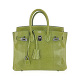 Hermes Limited Edition Birkin 25 Bag Vert Anis Lizard with Palladium Hardware