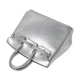 Hermes Birkin 25 Bag Metallic Silver Chevre with Brushed Palladium Hardware